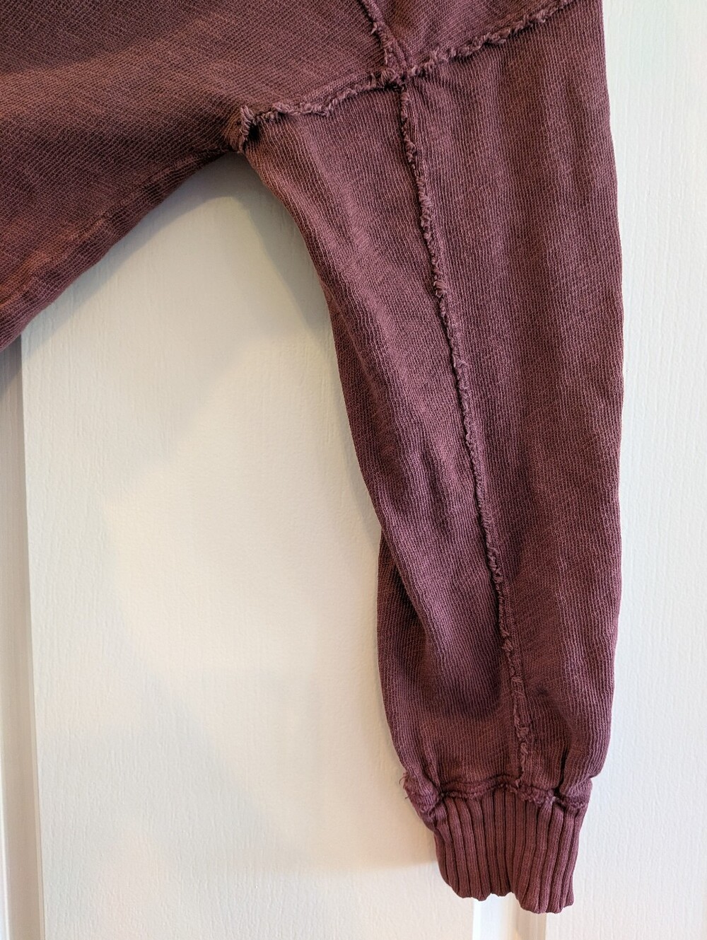 Anthropologie Pilcro Oversized Sweatshirt Red Burgundy Bohemian Distressed Sz S - Picture 14 of 16